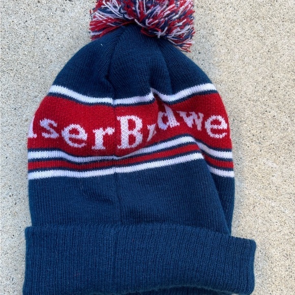 Budweiser Beanie Hat Multicolor Spell-Out One Size Tassel Beer USA Garden Iconic - Picture 6 of 6